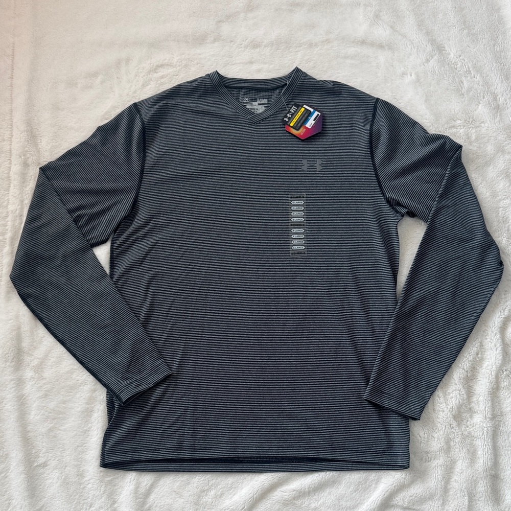 Under Armour Men's Long Sleeve V-Neck Performance Shirt - Charcoal/Black